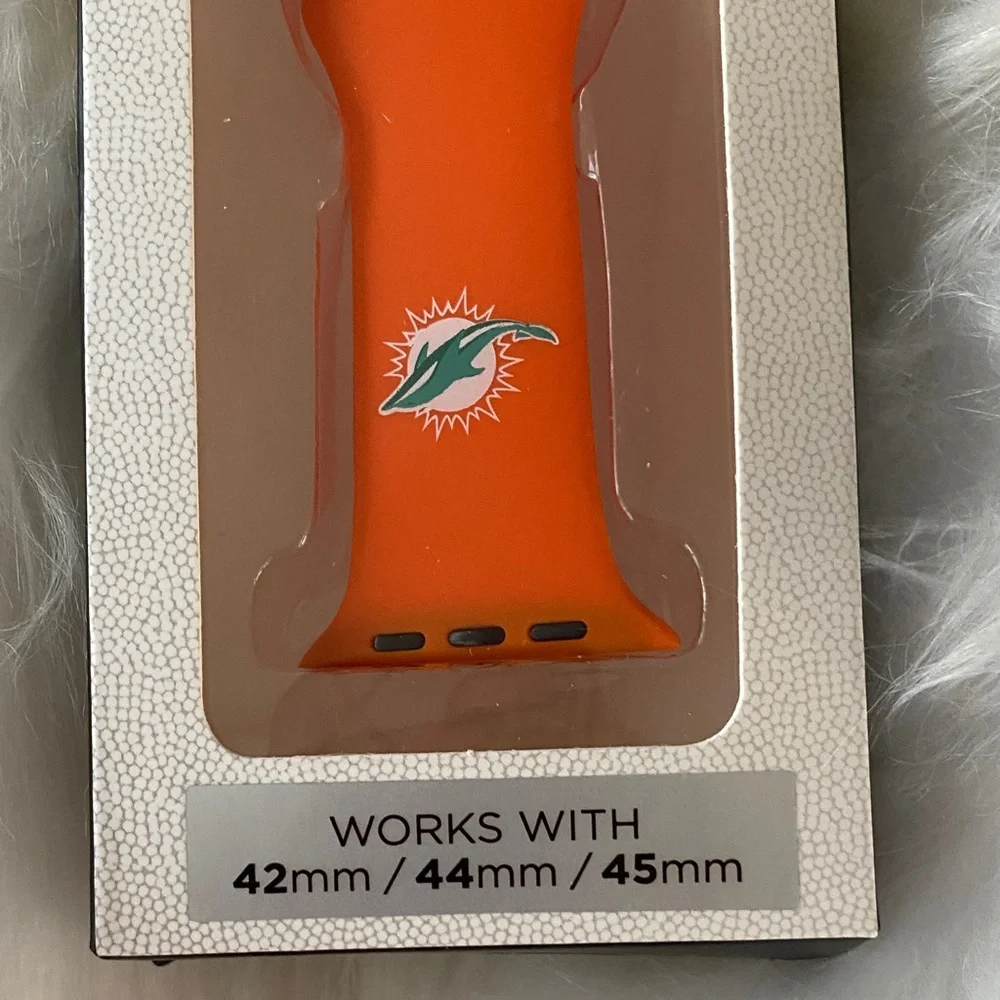 NFL Dolphins Orange Silicone Watch Band for Apple Watch NIB